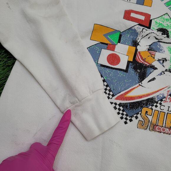 Vintage 1988 Surfing Competition Sweatshirt M/L 20x22 USA - Picture 5 of 16